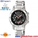 已完售,CASIO SHN-7502D-1ADR(公司貨,保固1年):::太陽能電波時計Sheen電波時計<日本兩局+中國一局>