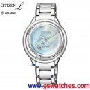 客訂商品,CITIZEN EW5520-84D(公司貨,保固2年):::CITIZEN L光動能系列,B036,球面藍寶石玻璃鏡面,5顆天然鑽,白蝶貝面板,刷卡或3期,EW552084D