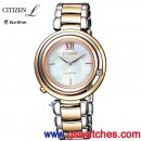 客訂商品,CITIZEN EM0654-88D(公司貨,保固2年):::CITIZEN L光動能,藍寶石鏡面,1顆天然鑽,白蝶貝面盤,刷卡或3期零利率,EM065488D