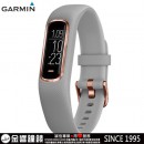 已完售,GARMIN vivosmart-4-grey典雅灰搭玫瑰金錶圈(小中) (公司貨,保固1年):::智慧健康心率手環,震動提示,vívosmart4