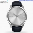 【金響鐘錶】預購,GARMIN vivomove-luxe-silver-blue希臘旭光銀(公司貨,保固1年):::指針智慧腕錶,行動支付,多種運動模式,全天候健康監測,vivomoveluxe